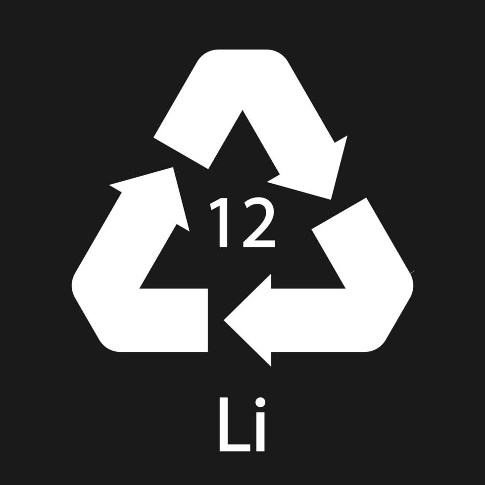 Battery recycling symbol 12 Li. Vector illustration