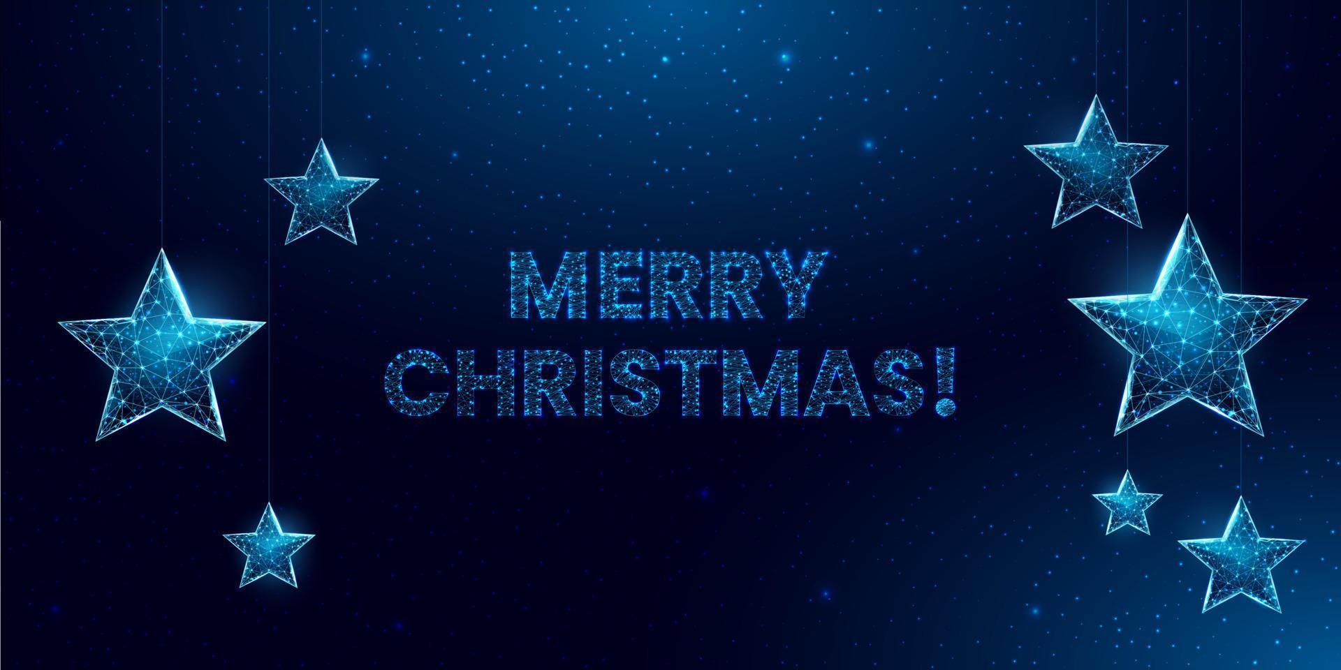 Merry Christmas  low poly banner. vector