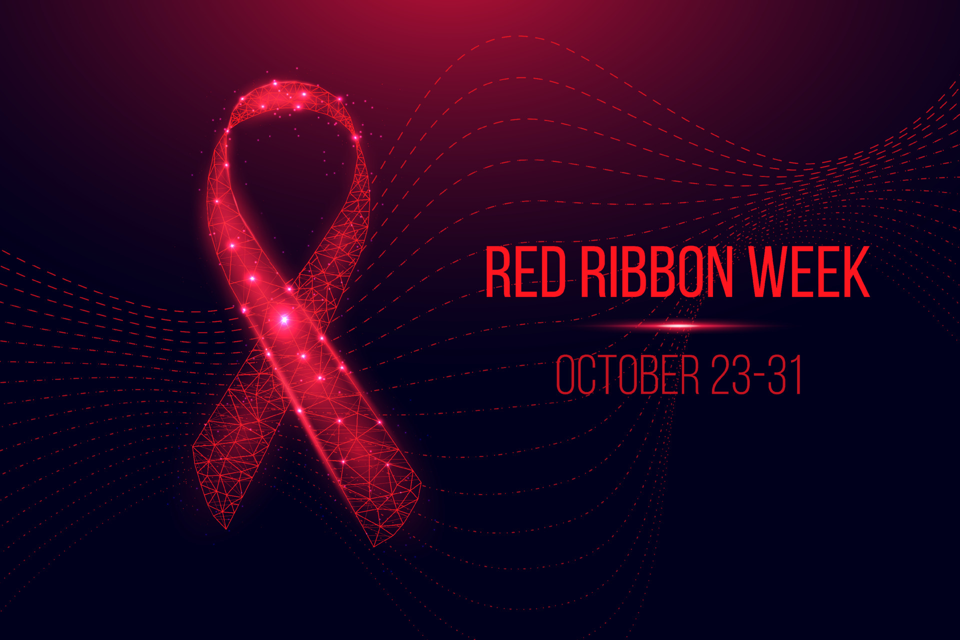 Red ribbon week concept. Banner with red ribbon awareness and text