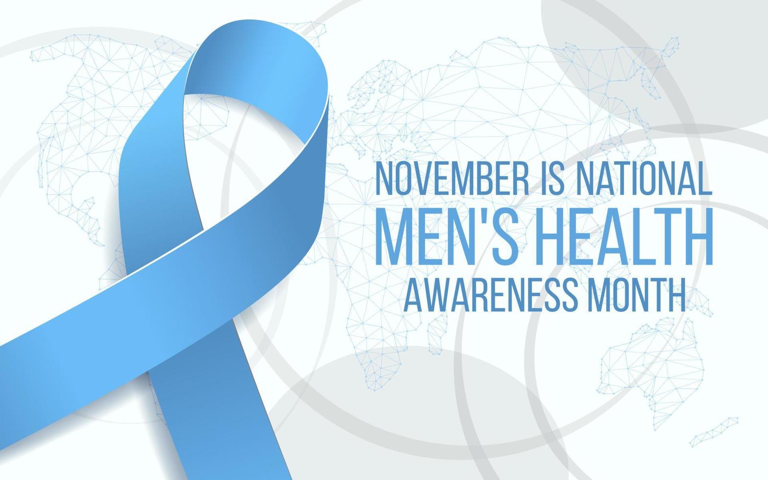 National Men's health awareness month concept. Banner template with blue ribbon awareness and text. Vector illustration.