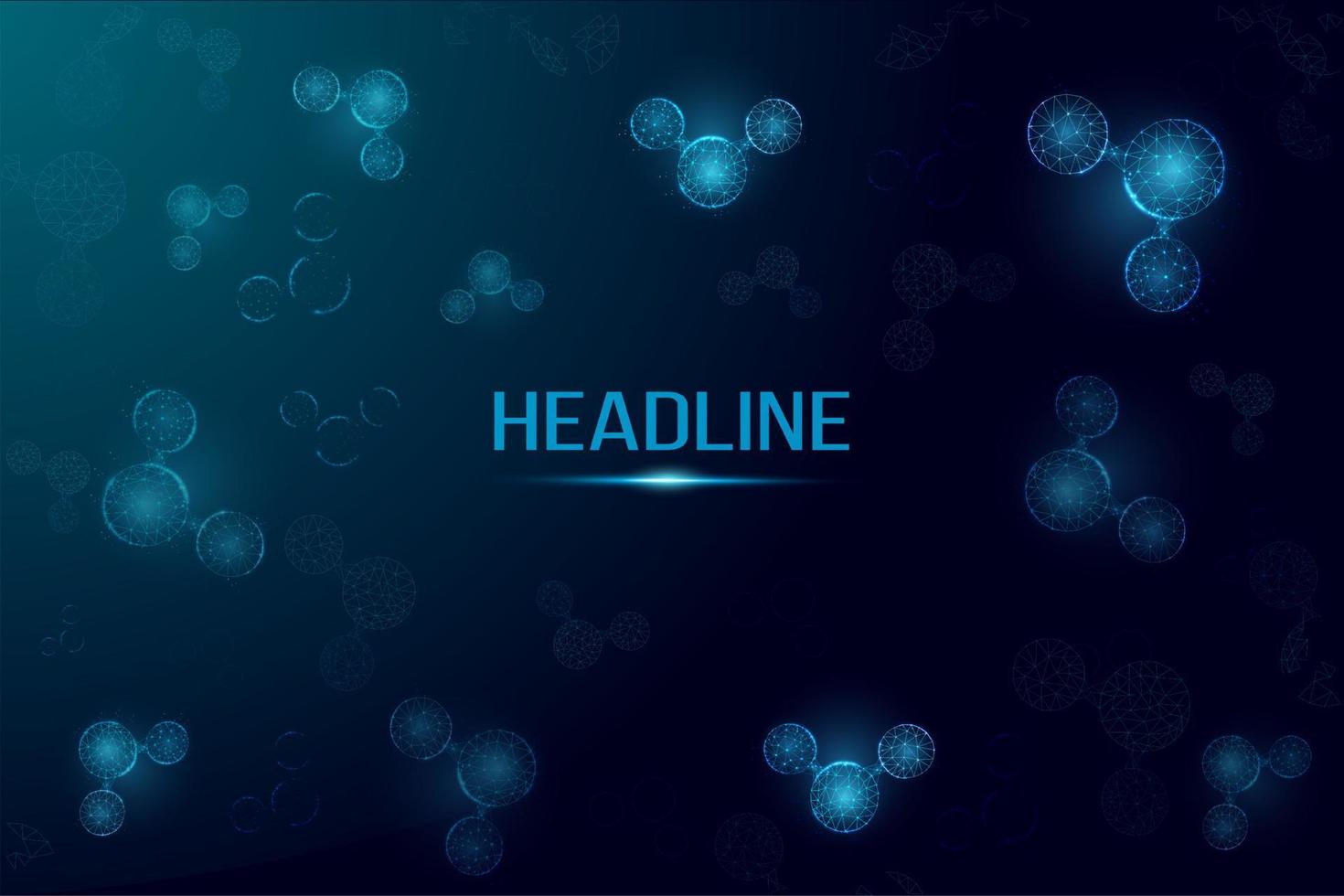 Abstract background from water molecules. Low poly wireframe style. vector