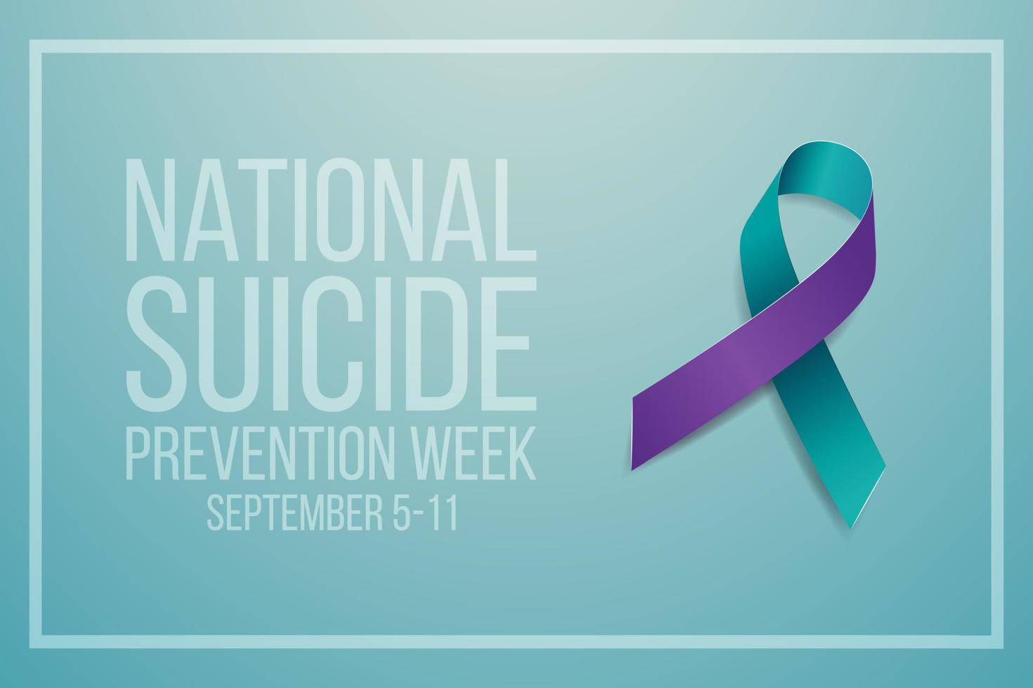 concepto de la semana nacional de prevención del suicidio. banner para el 5-11 de septiembre con texto y conciencia de cinta verde azulado y púrpura. ilustración vectorial vector