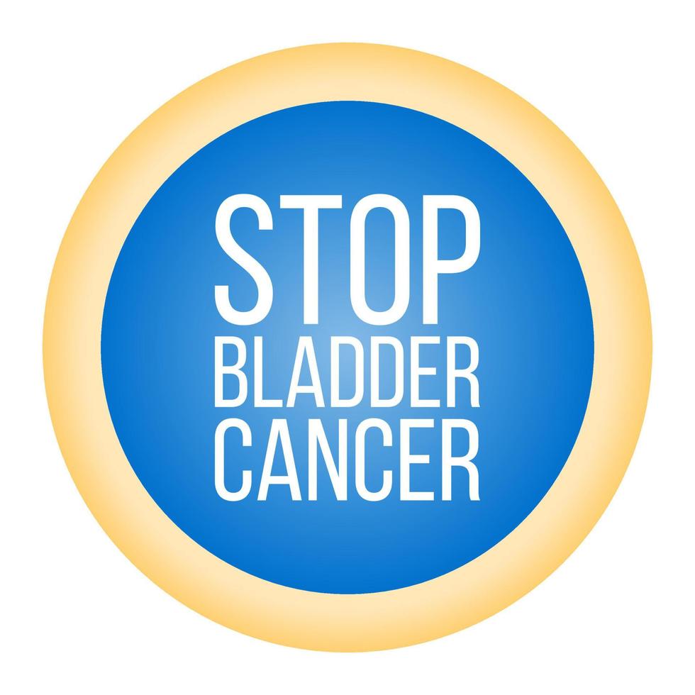 Emblem for Bladder cancer awareness month with blue, yellow, and purple ribbon. Vector illustration.