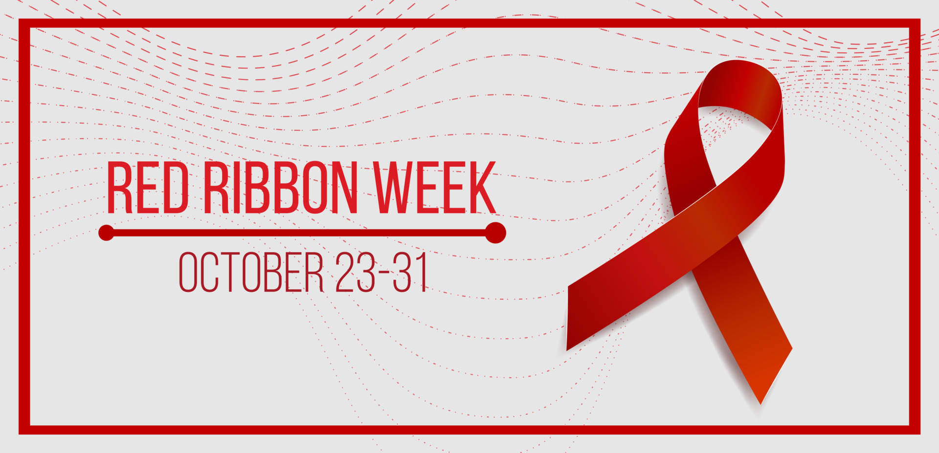 Red ribbon week concept. Banner with red ribbon awareness and text