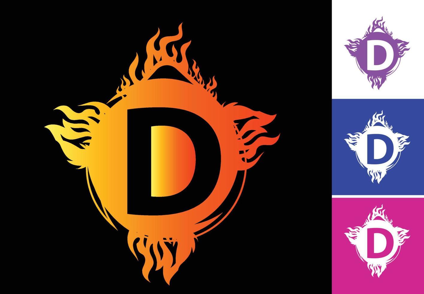 Fire D letter logo and icon design template vector