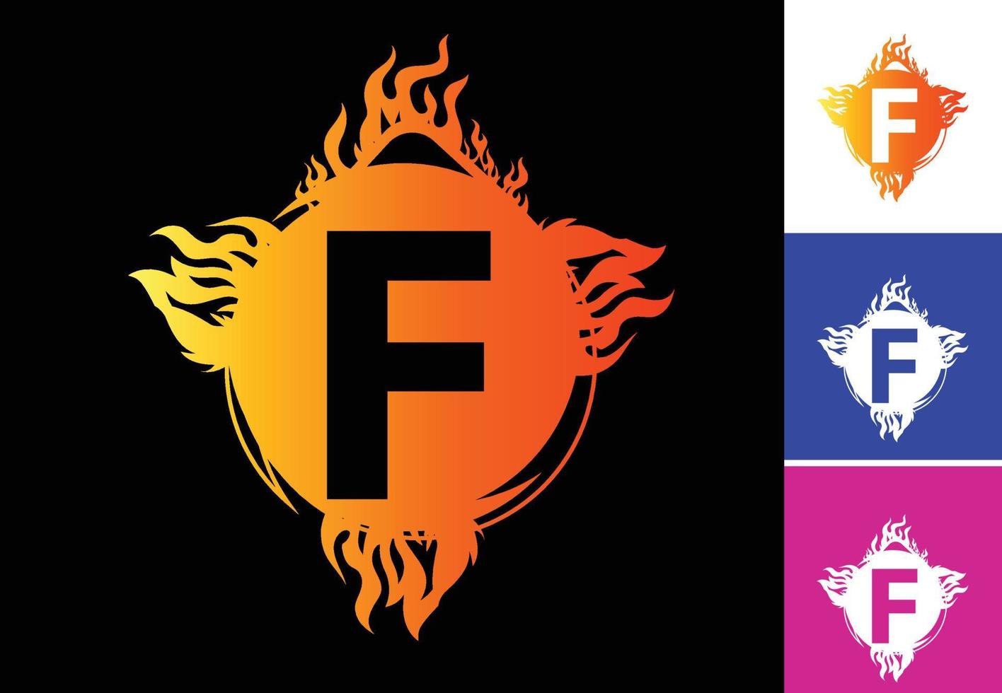Fire F letter logo and icon design template vector