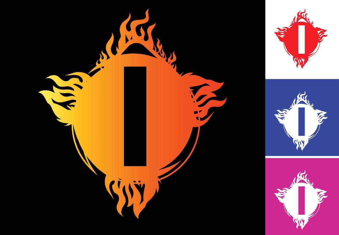 Plantilla de diseño de logotipo e icono de letra de fuego i vector