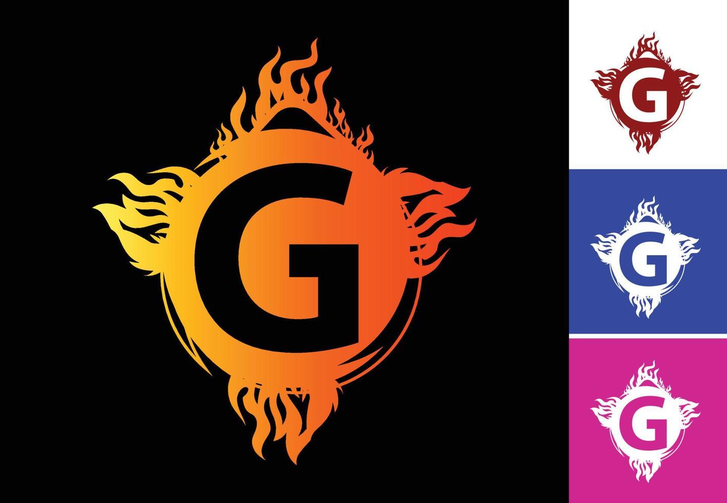 Plantilla de diseño de logotipo e icono de letra G de fuego vector