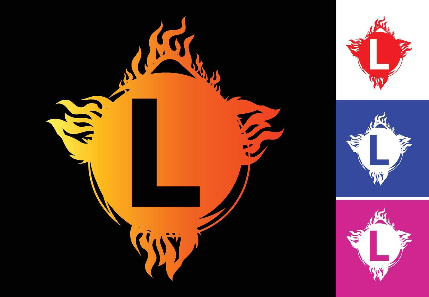 Plantilla de diseño de logotipo e icono de letra l de fuego vector