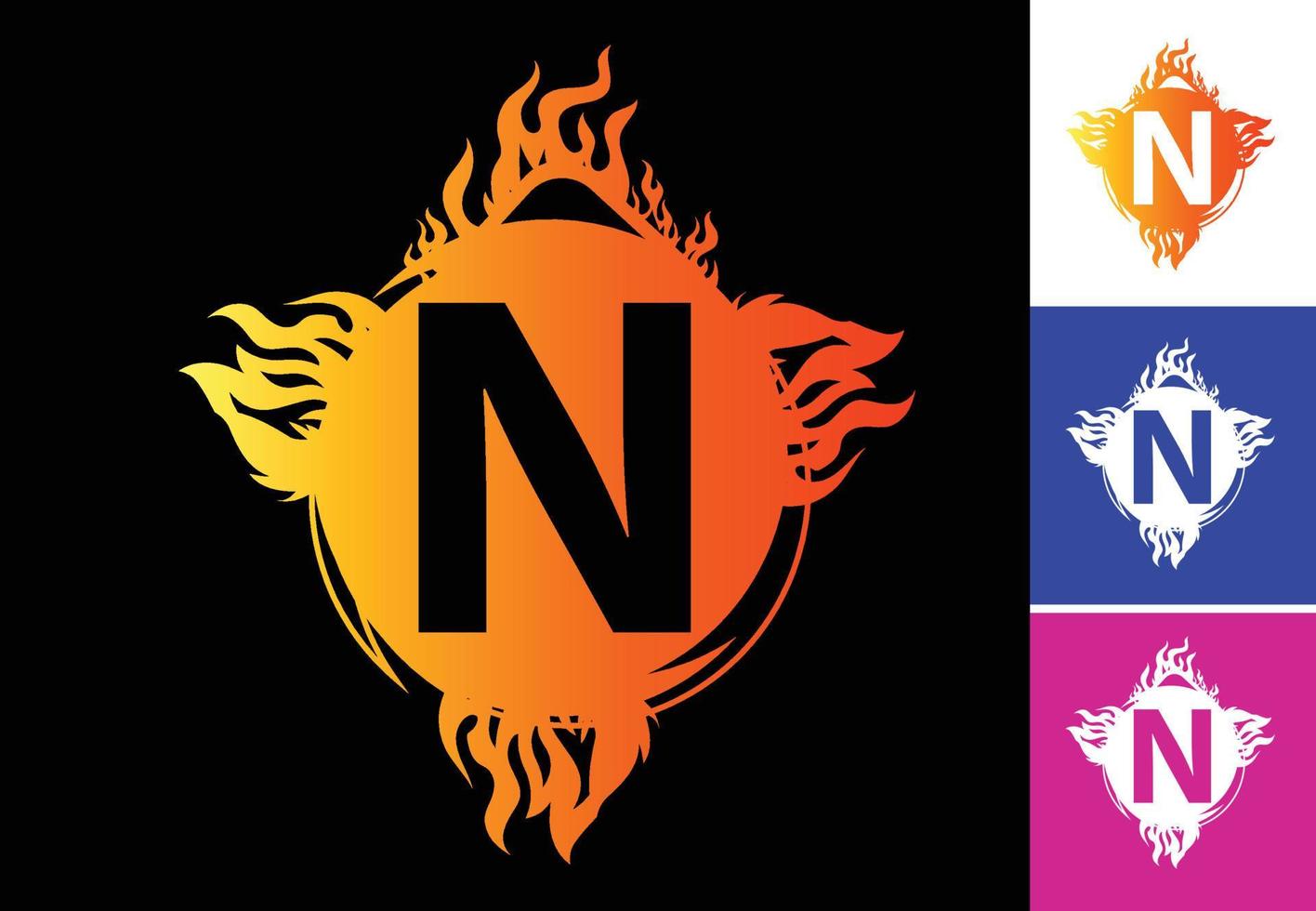 Plantilla de diseño de logotipo e icono de letra n de fuego vector