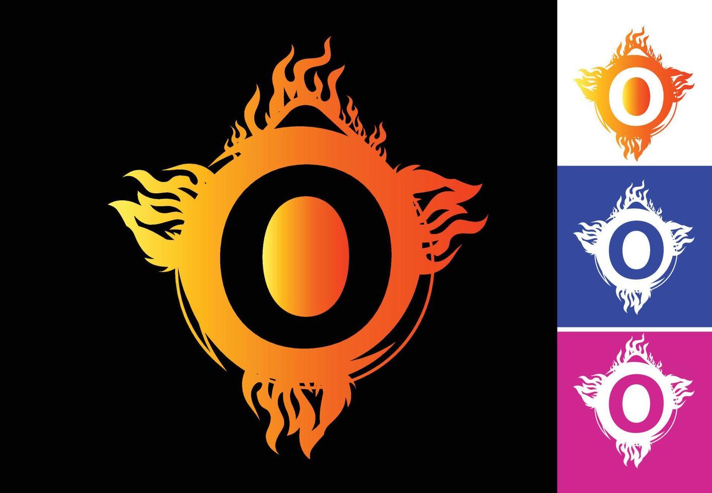 Plantilla de diseño de logotipo e icono de letra O de fuego vector