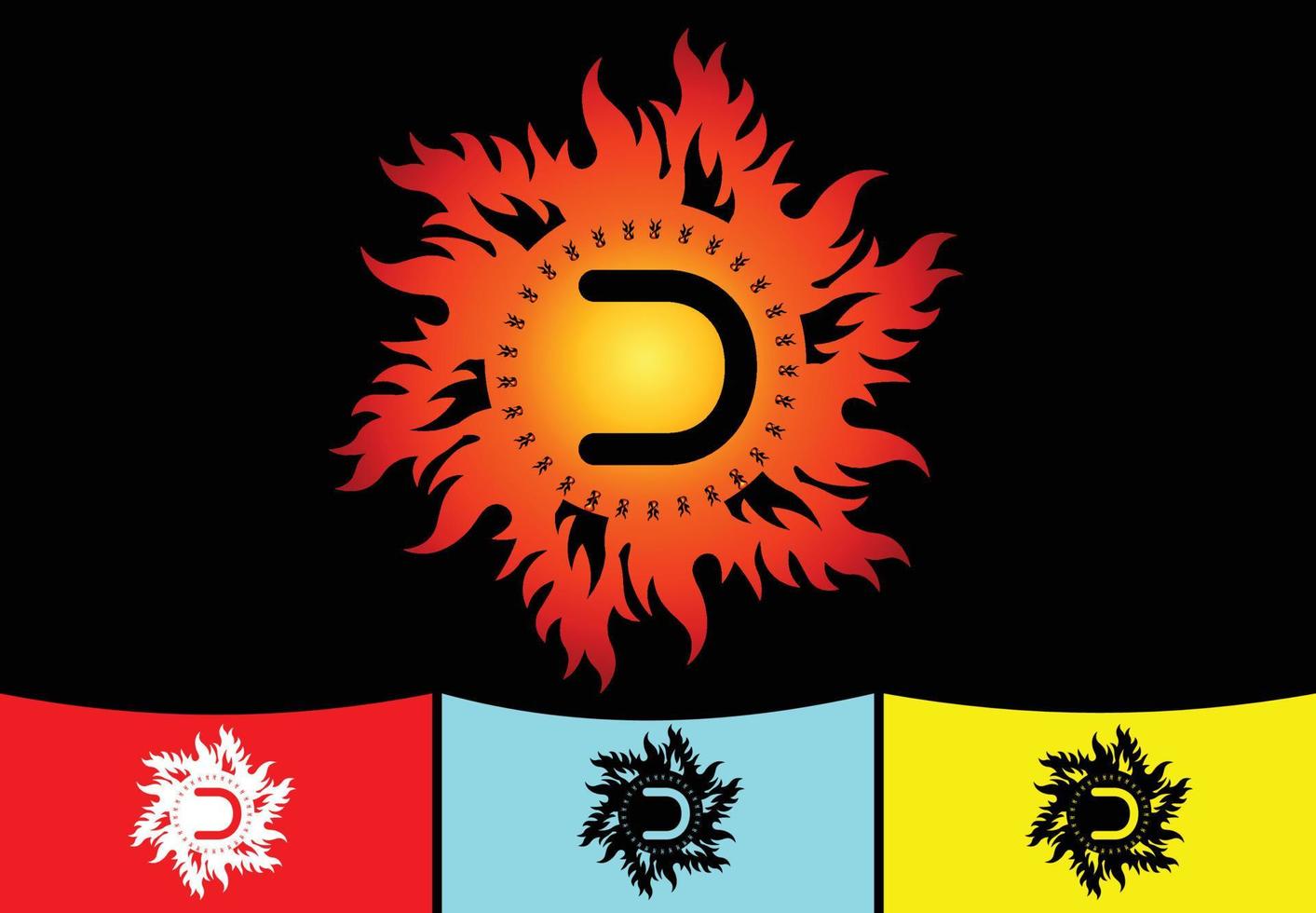 Plantilla de diseño de logotipo e icono de letra d fuego vector