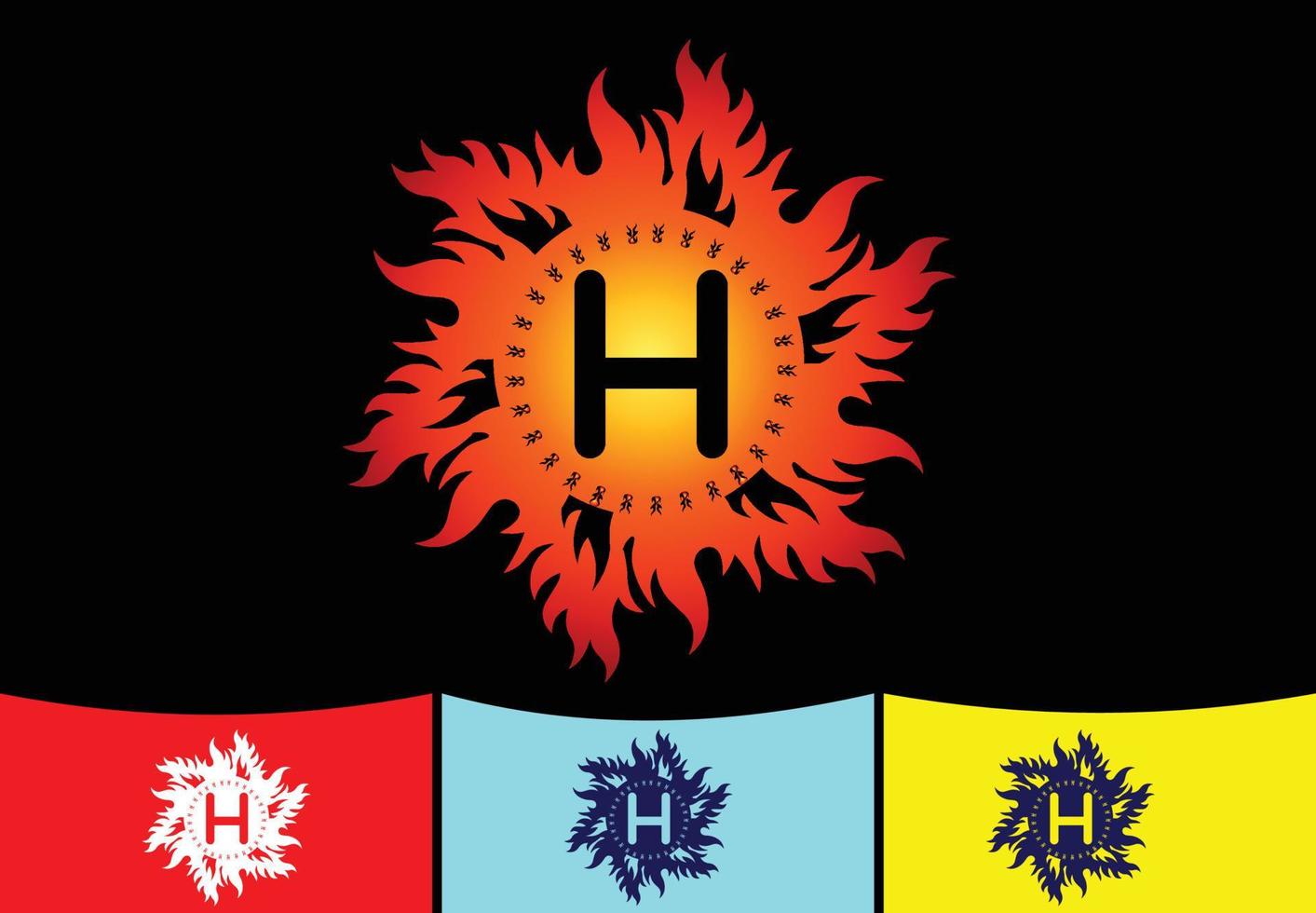 Plantilla de diseño de logotipo e icono de letra H de fuego vector