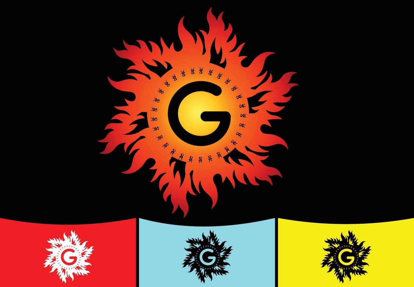 Plantilla de diseño de logotipo e icono de letra G de fuego vector