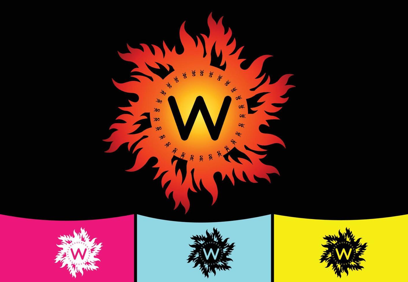 Plantilla de diseño de logotipo e icono de letra W de fuego vector