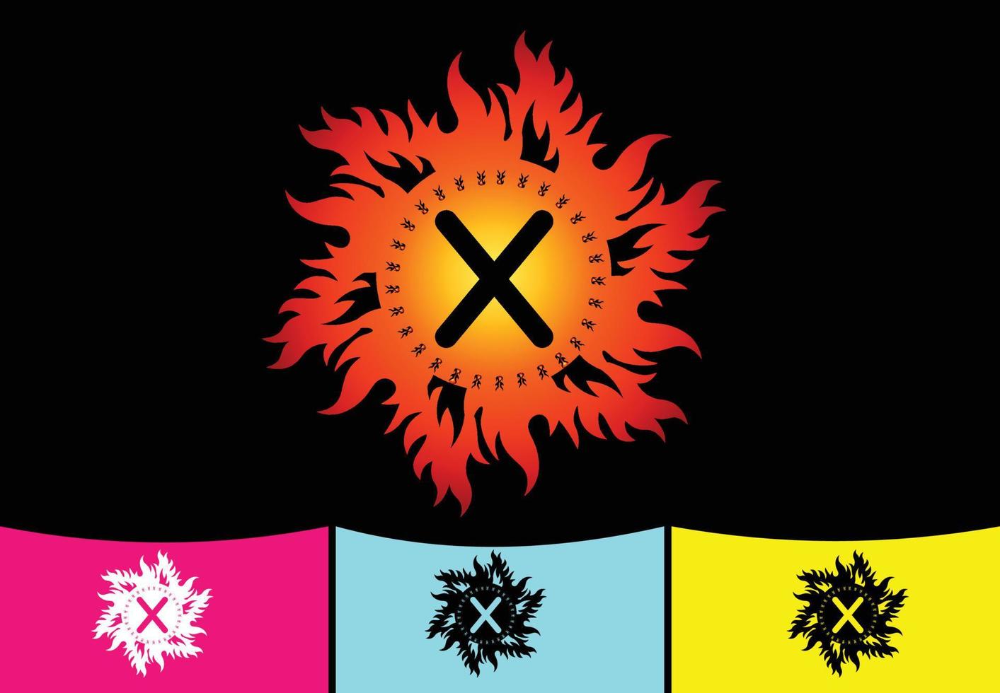 Plantilla de diseño de logotipo e icono de letra X de fuego vector