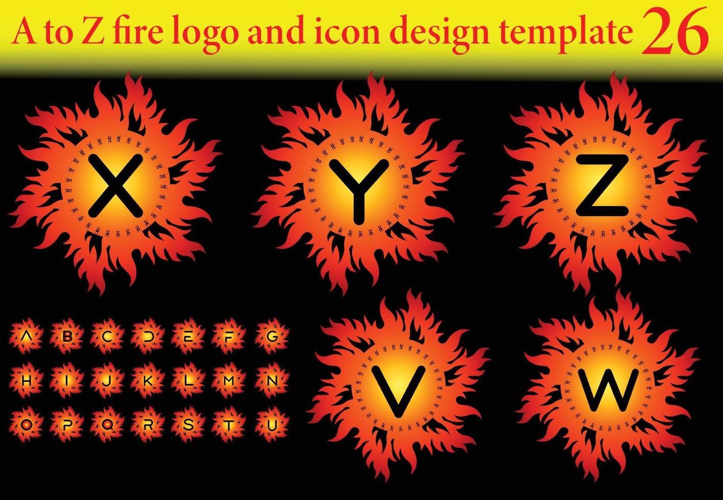 Fire A to Z letter logo and icon design template vector