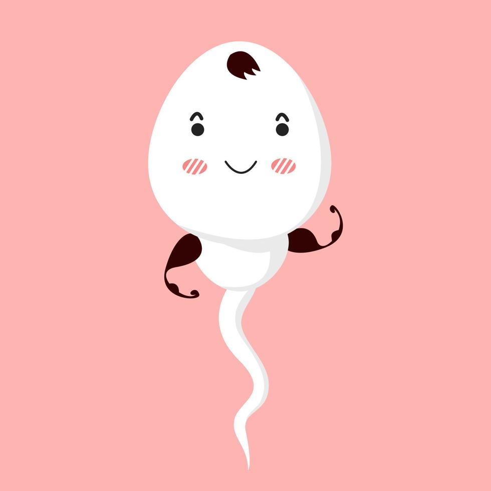 healthy sperm cartoon character isolated on pink background. vector