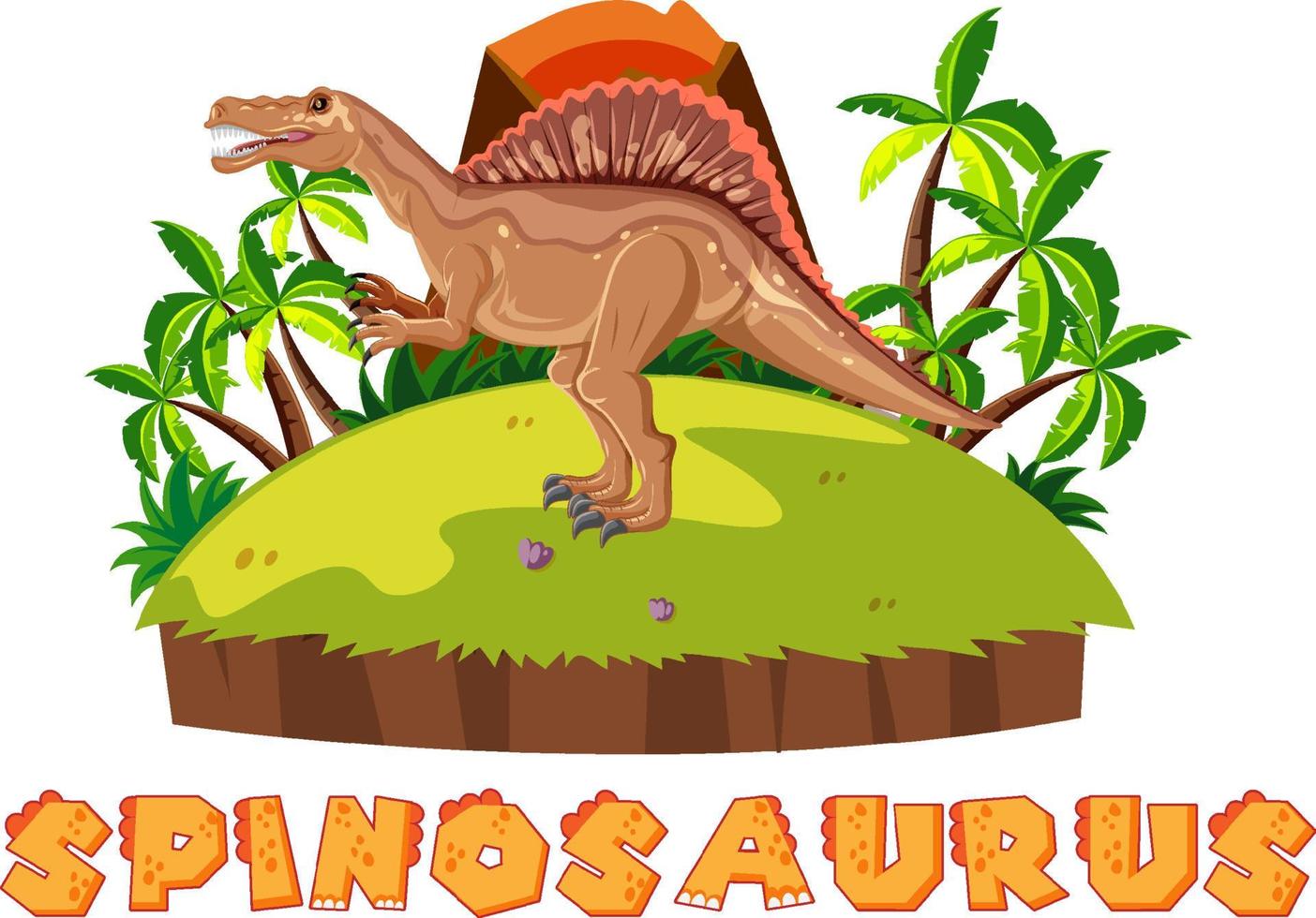 Scene with dinosaurs spinosaurus on island vector