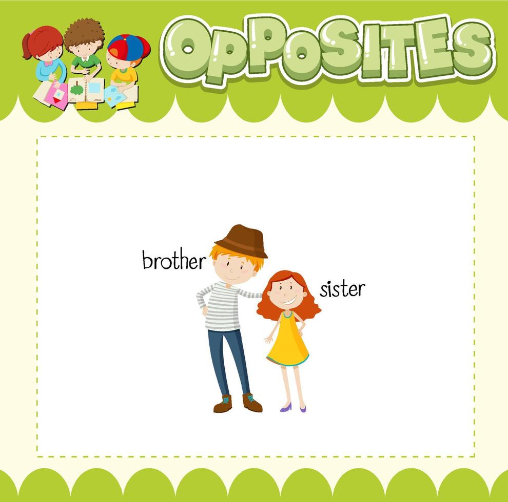 Education word card of English opposites word vector