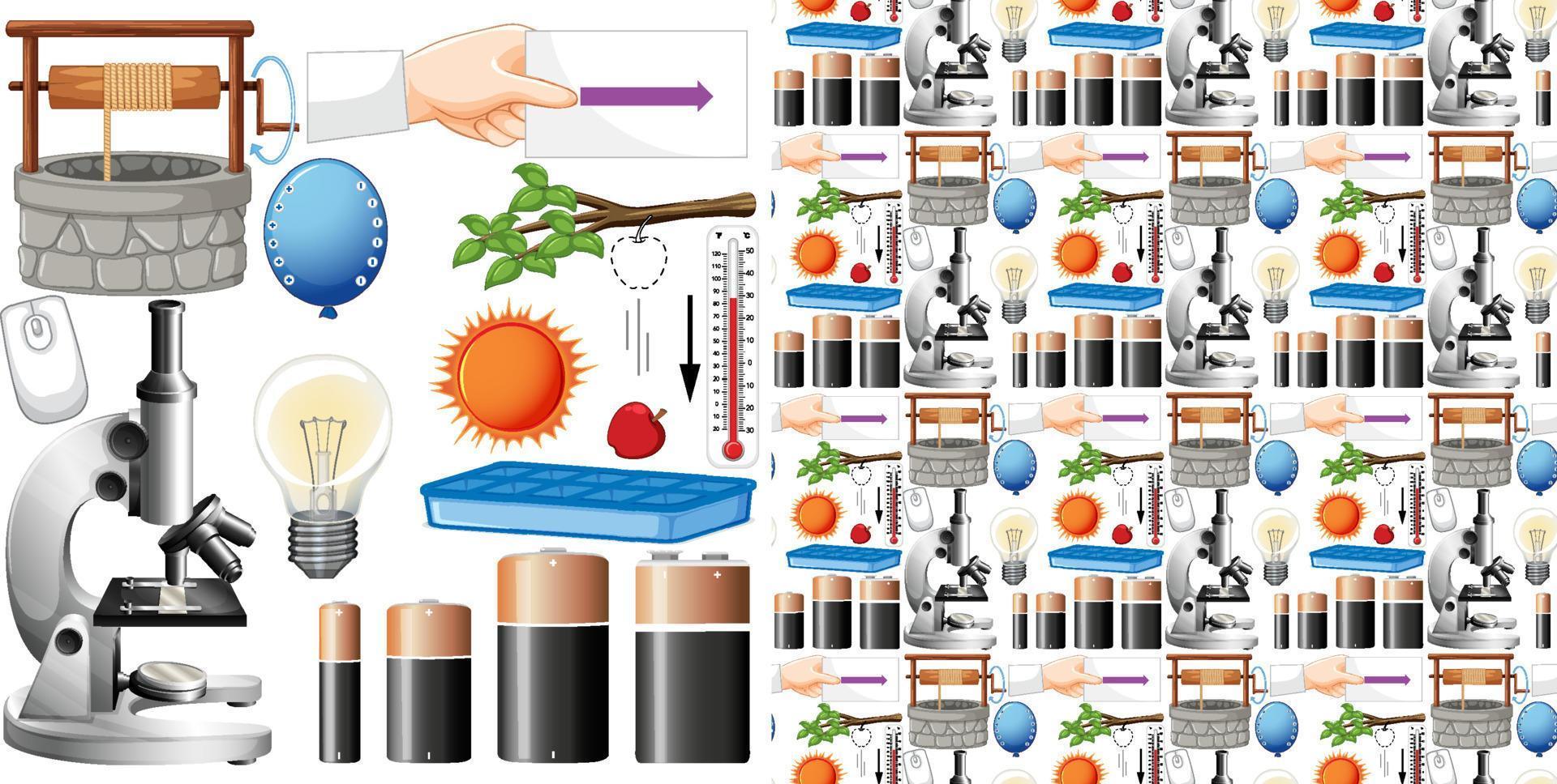 Seamless background with science equipments vector