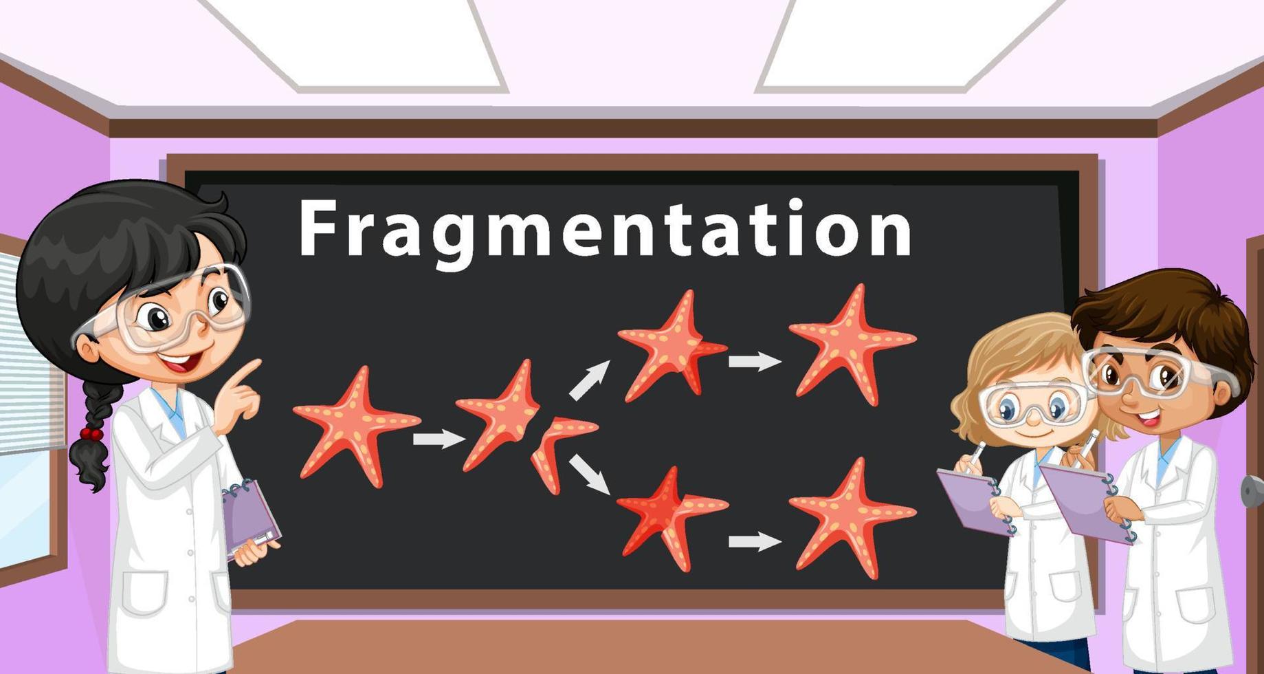 Asexual reproduction fragmentation with starfish vector