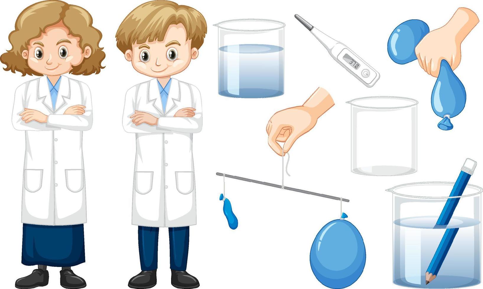 Science experiment objects with balloons vector