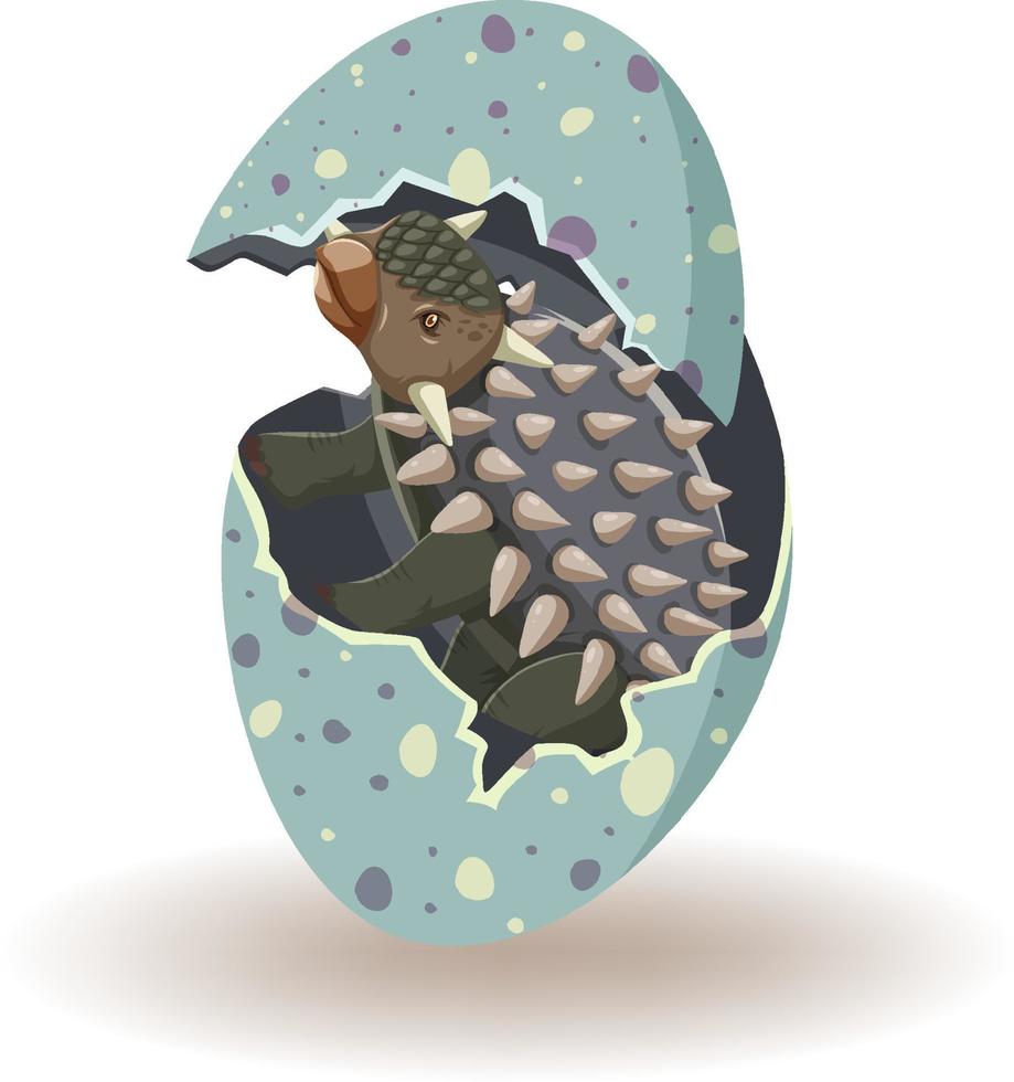 Ankylosaurus hatching from egg vector