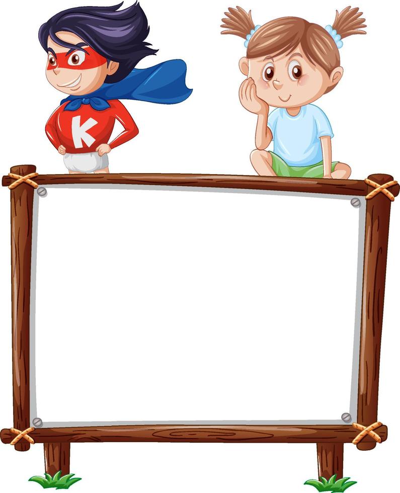 Board template with happy kids vector