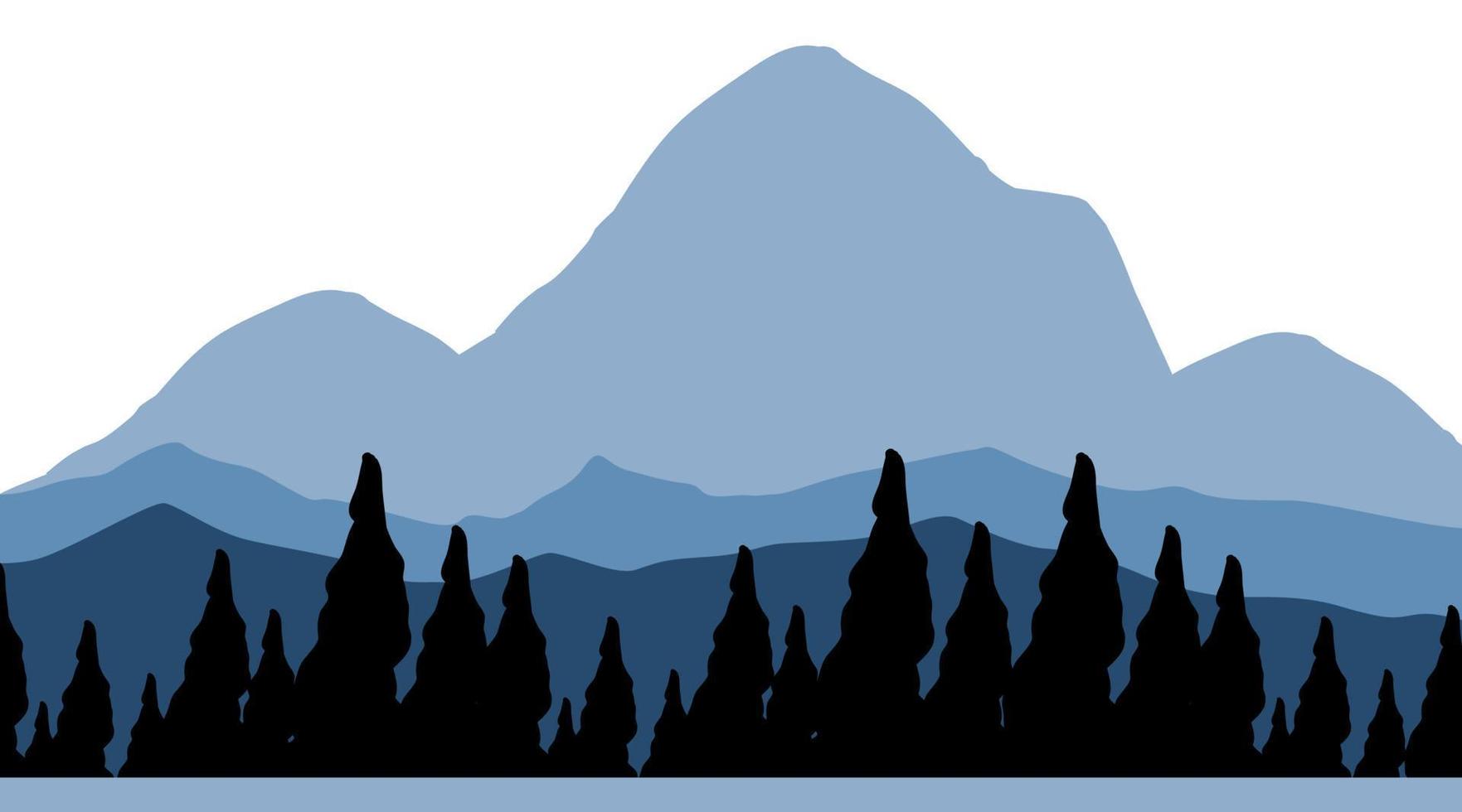 Silhouette shadow of forest scene vector