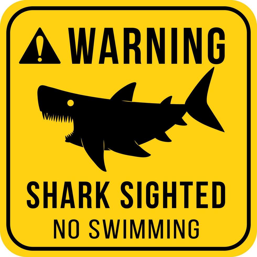 Warning signboard concept with shark sighted no swimming vector