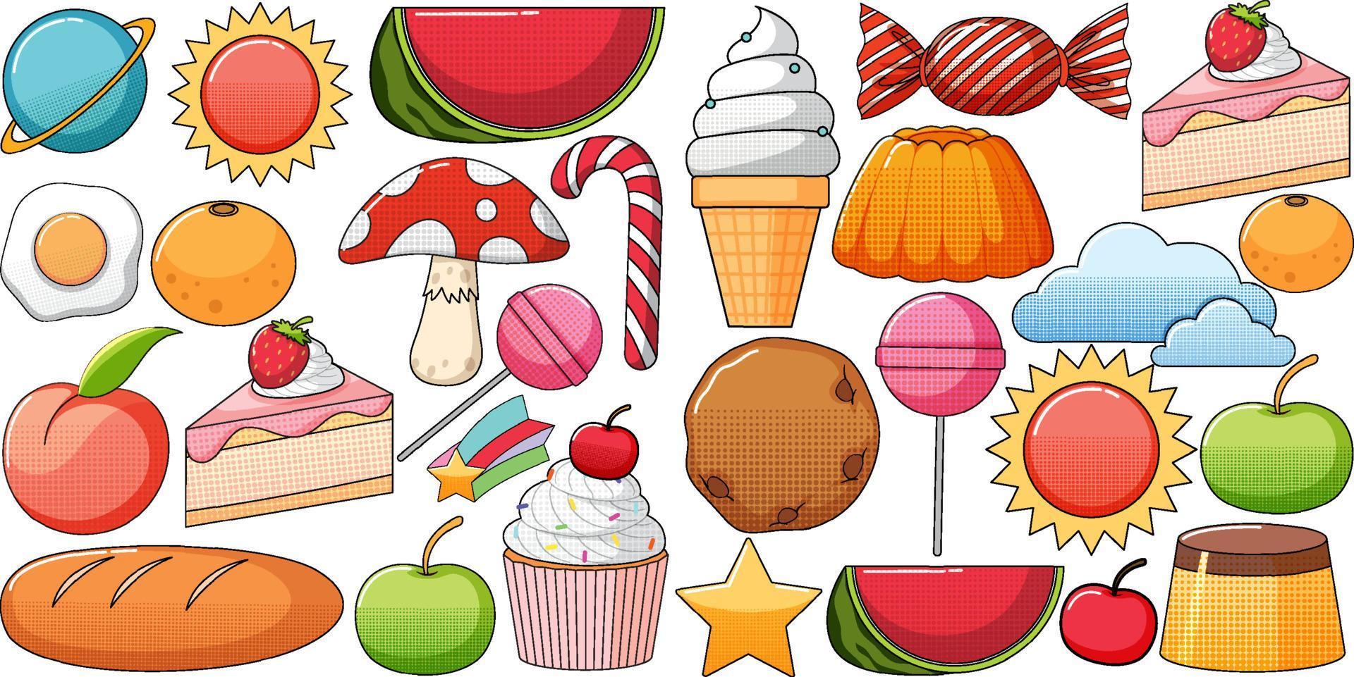 Set of vintage style cartoon on white background vector