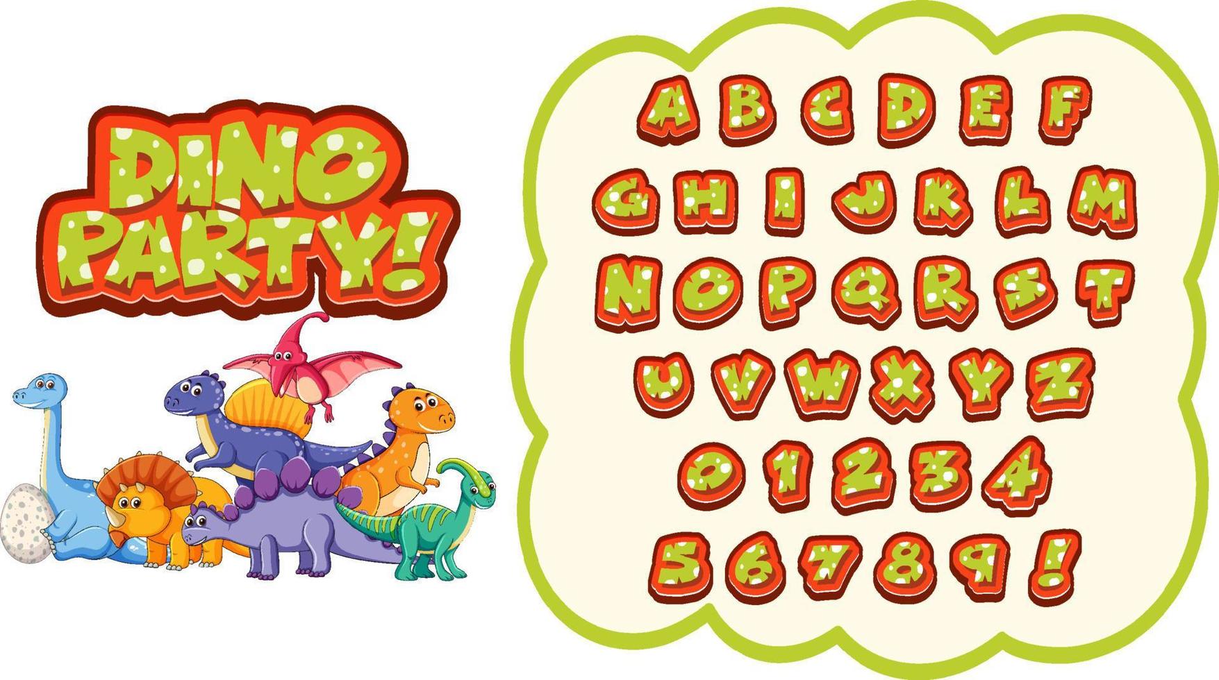 Font design for english alphabets in dinosaur character on template vector