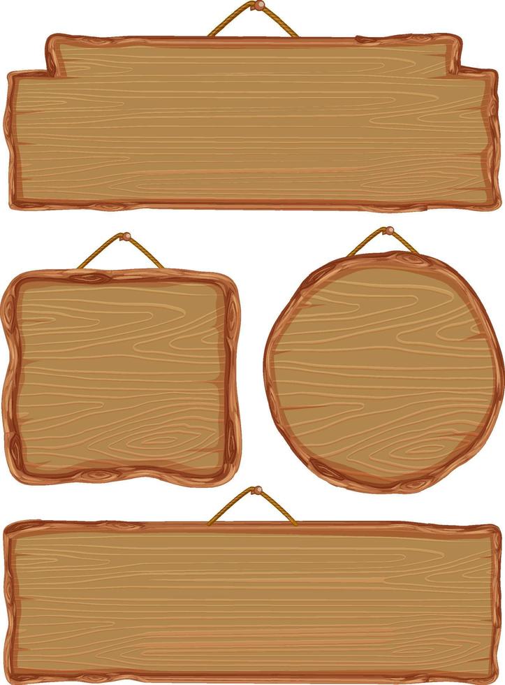 Set of different wooden sign boards vector