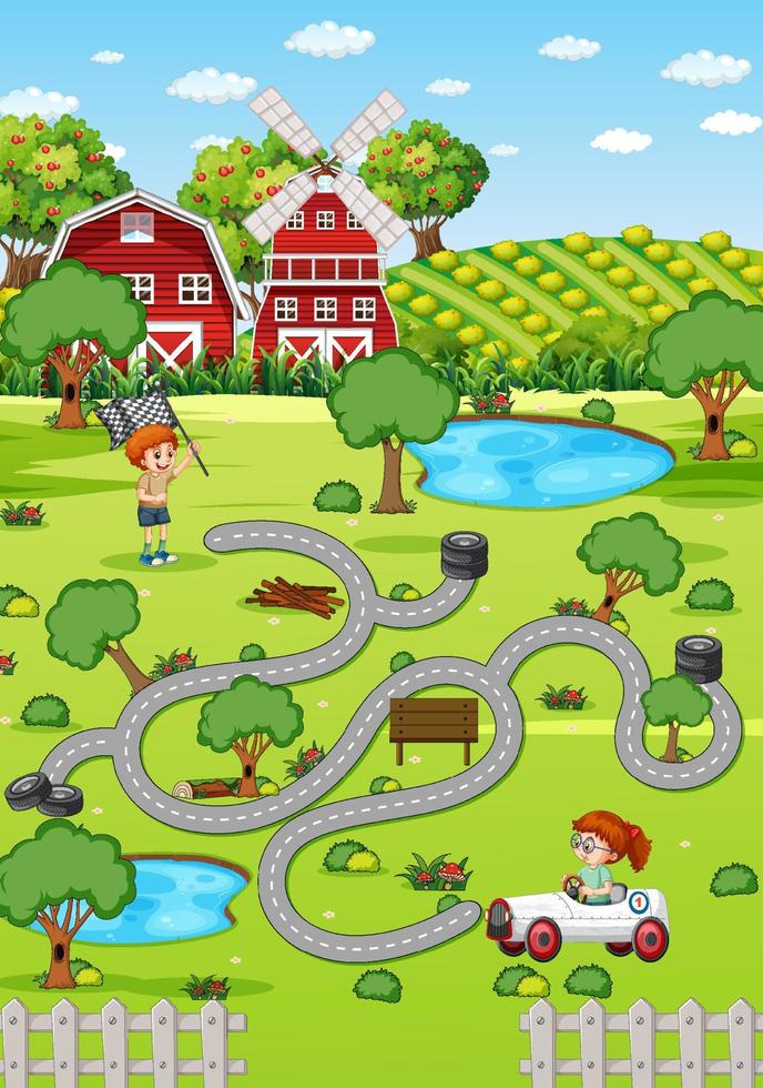A farm boardgame template vector