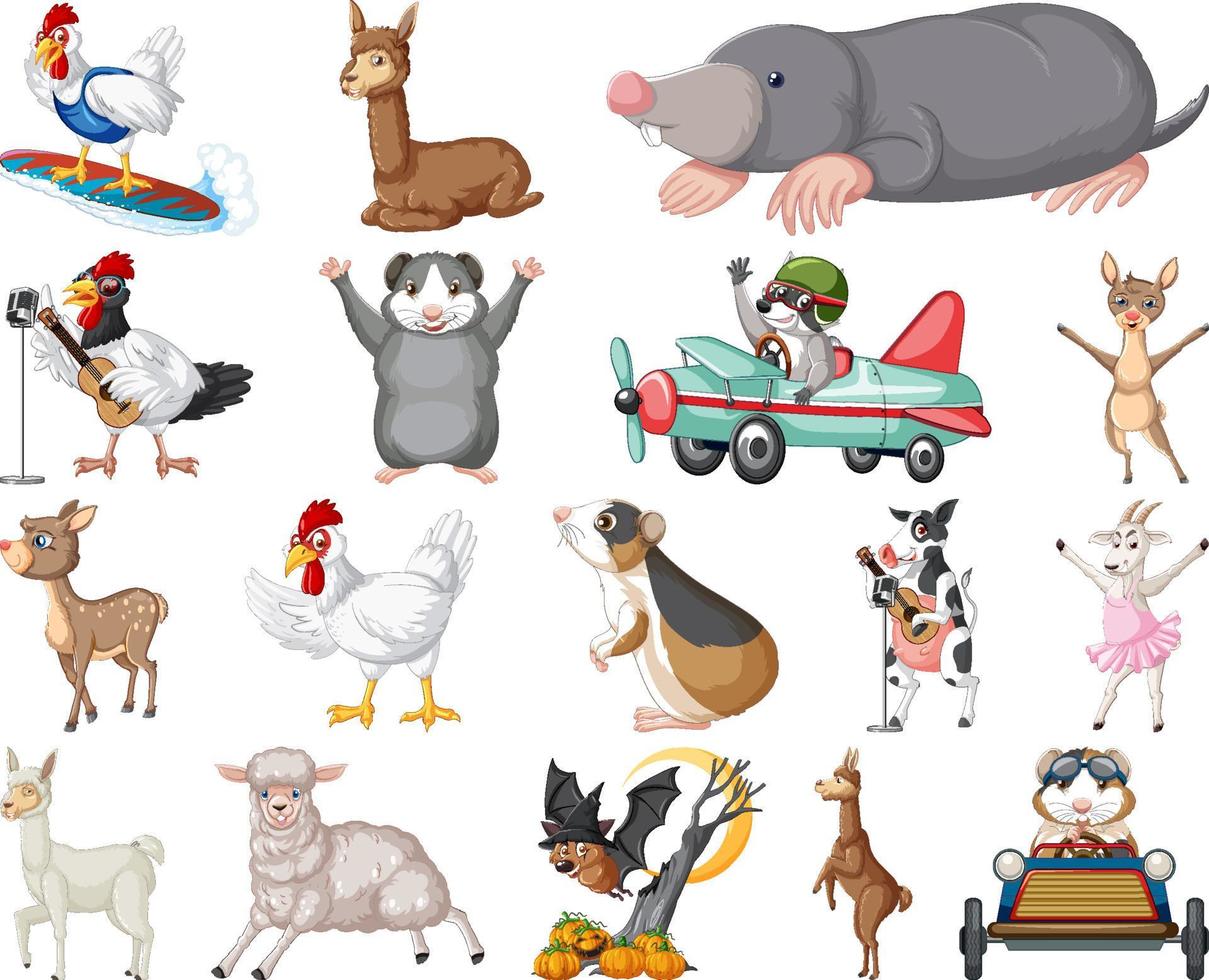 Set of animal cartoon character vector