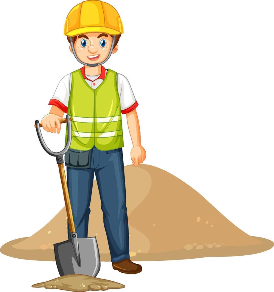 A construction worker cartoon character vector