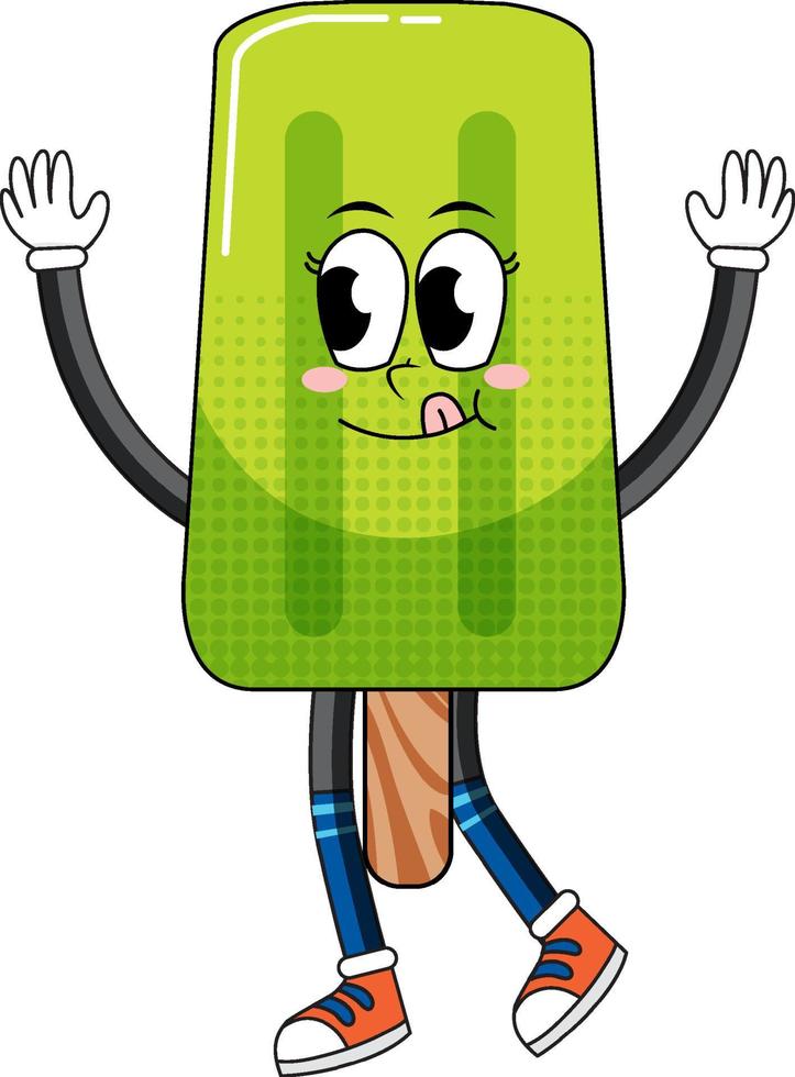 Ice cream cartoon character on white background vector