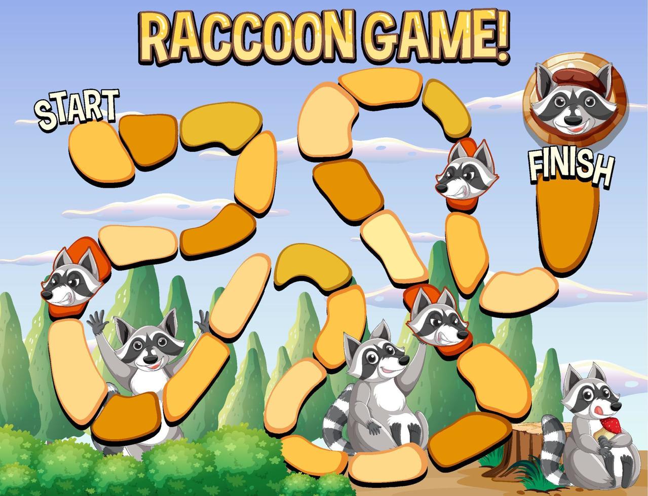 A snake ladder raccoon game template vector