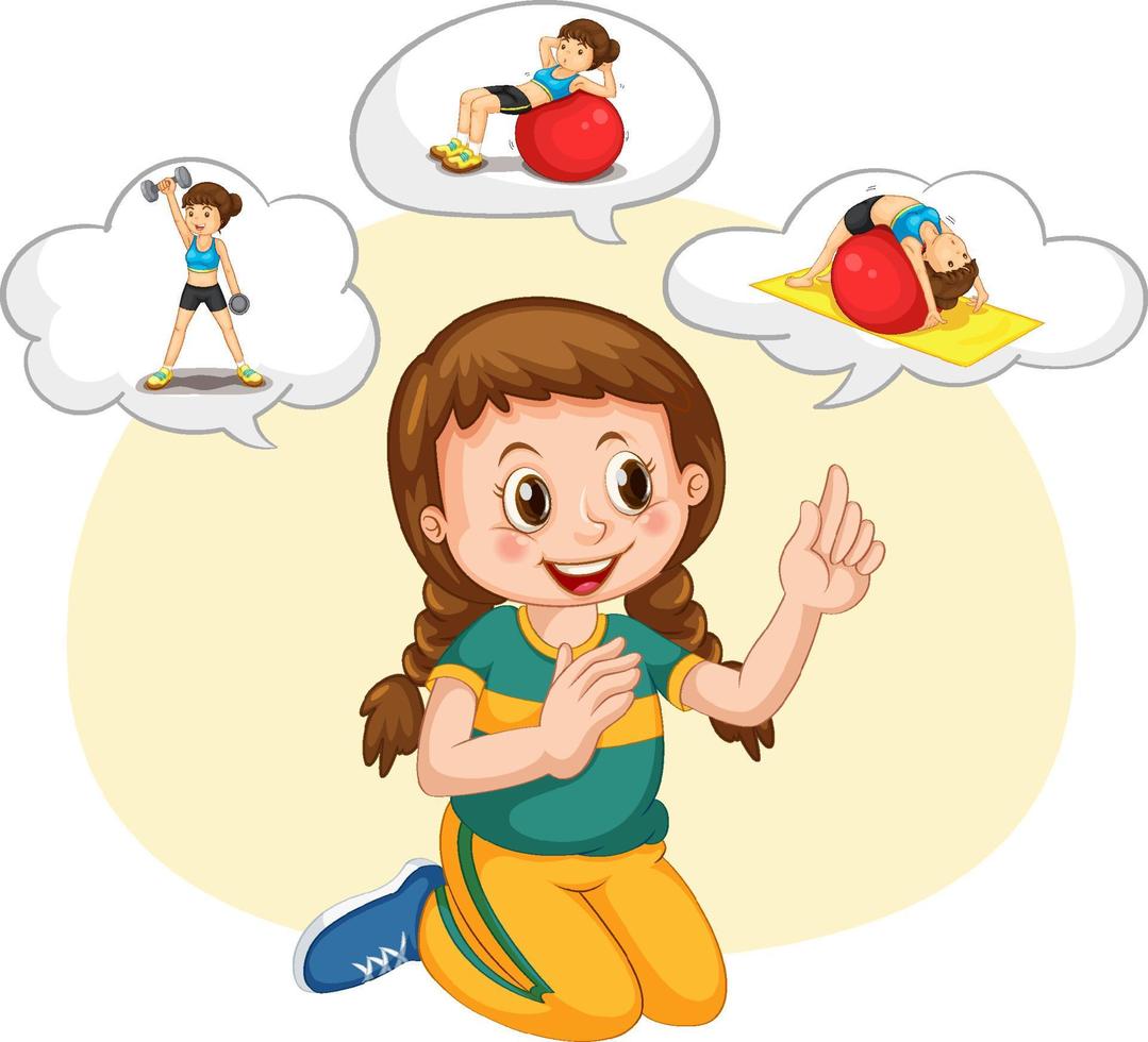 A kid with speech bubble templates exercise on white background vector