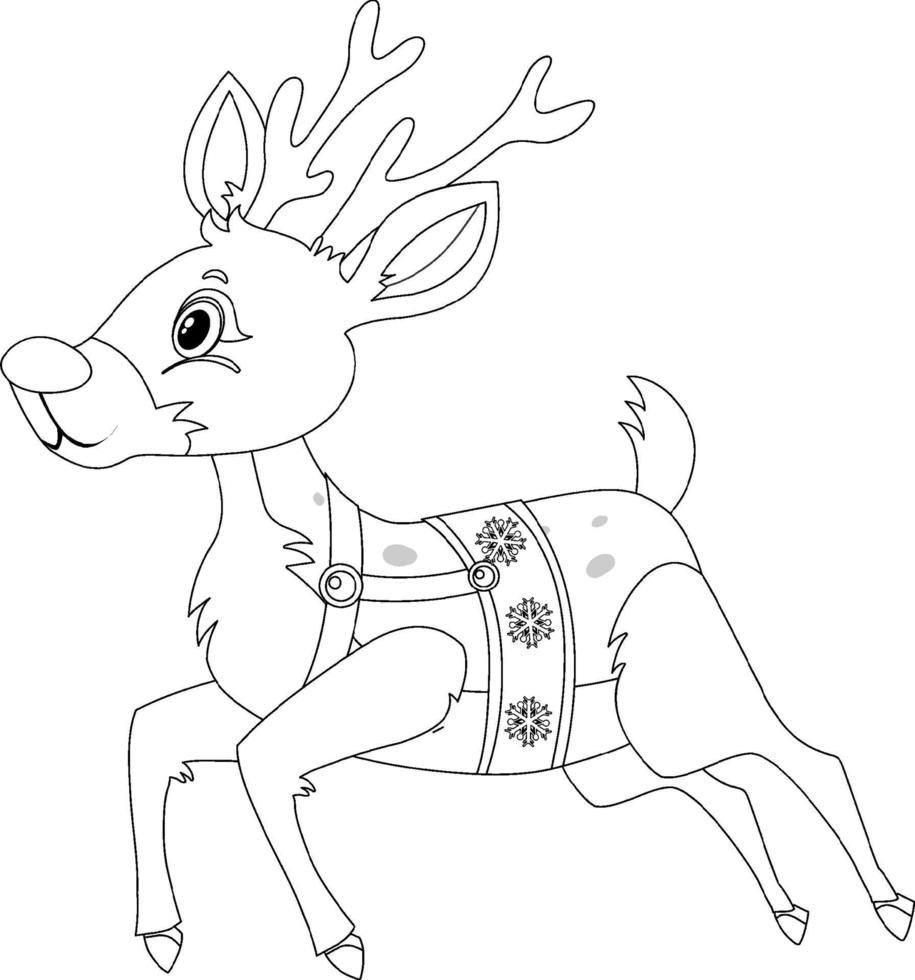 Deer doodle outline for colouring vector