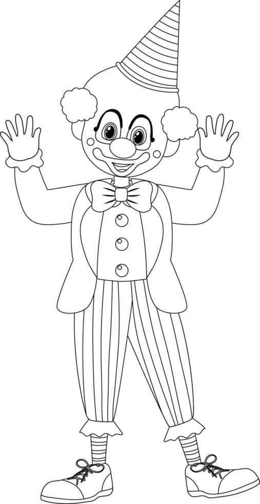 Clown black and white doodle character vector