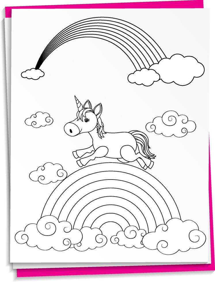Hand drawn unicorn on paper vector