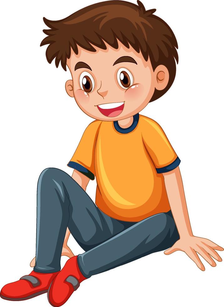 A happy boy sitting on white background vector