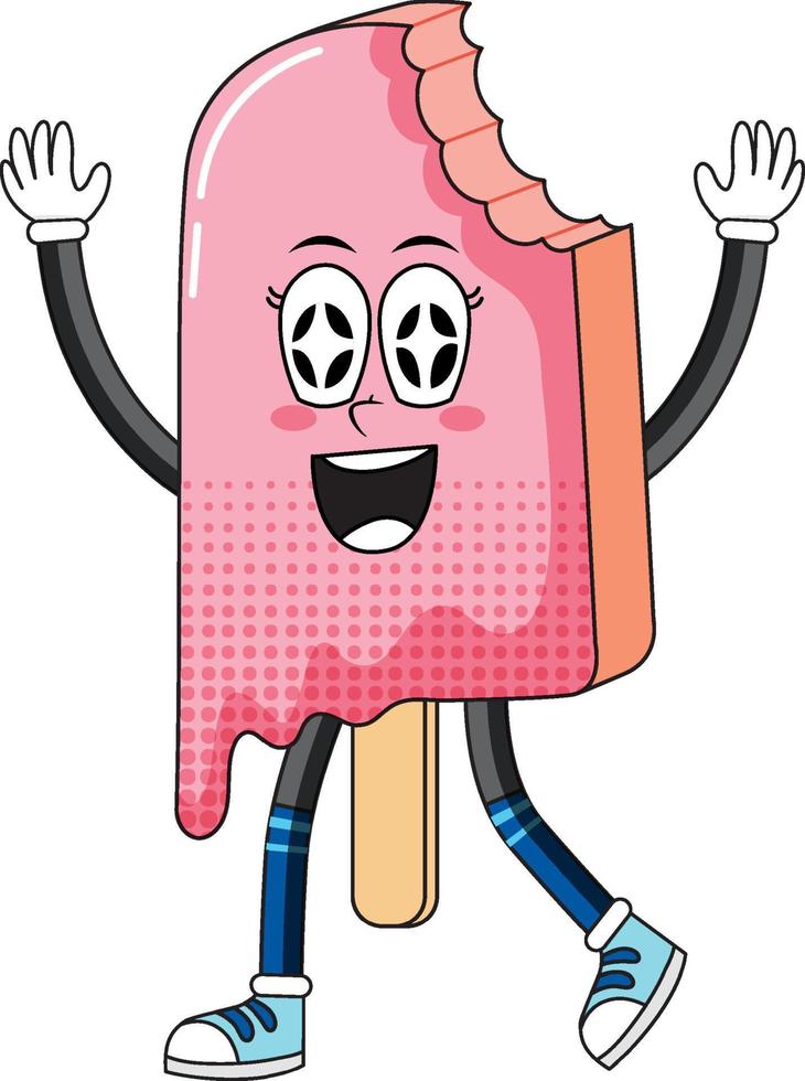 Ice cream cartoon character on white background vector