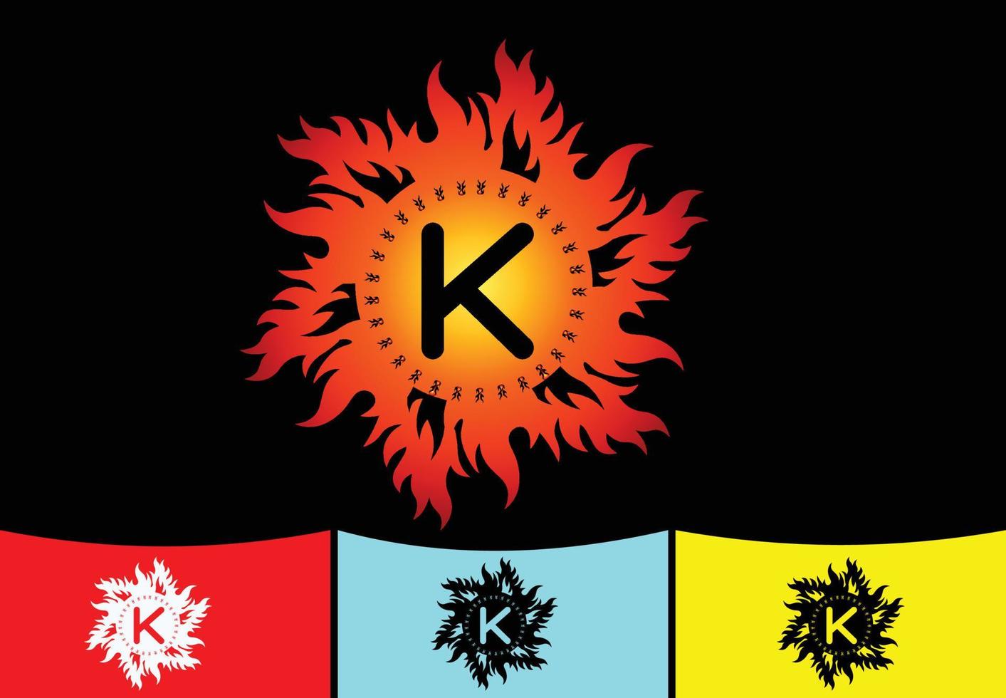 Fire K letter logo and icon design template vector