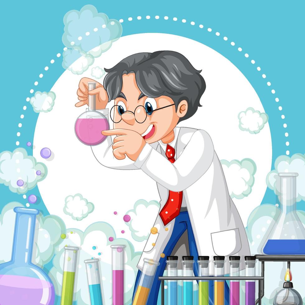 A scientist experiment in the lab on template vector