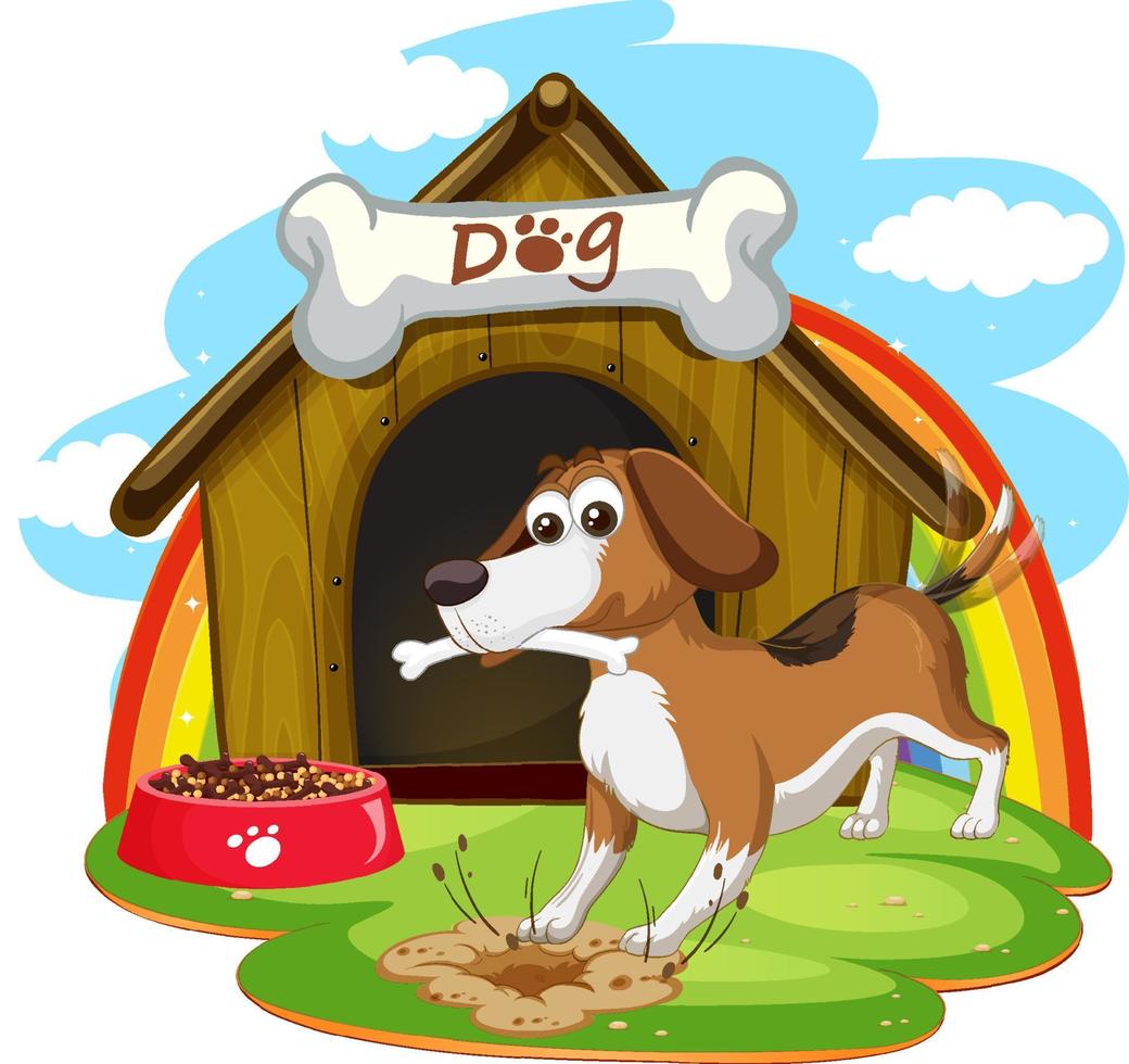 A dog outside the doghouse vector
