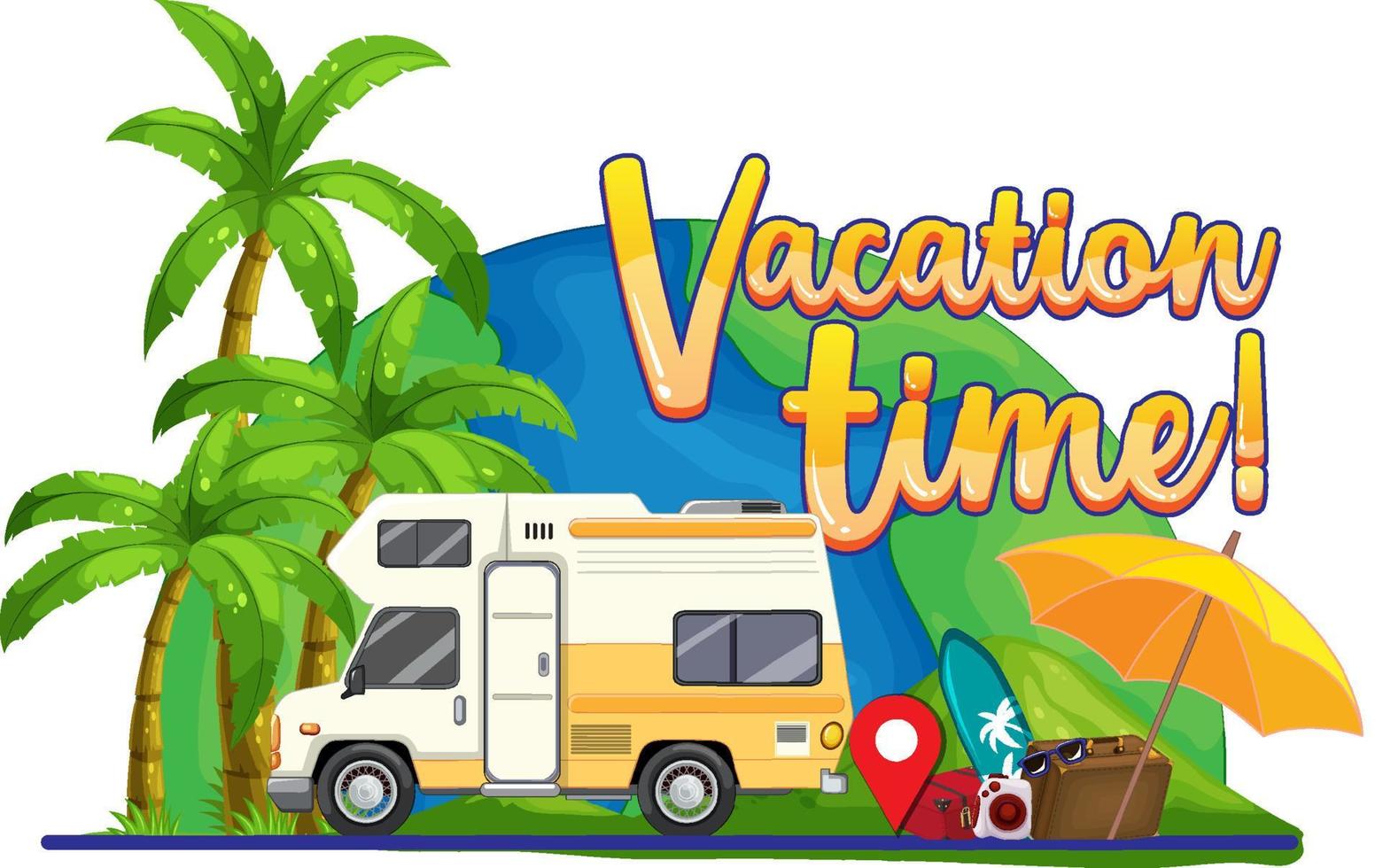 concepto de logotipo de vacaciones de viajes de verano con autocaravana vector