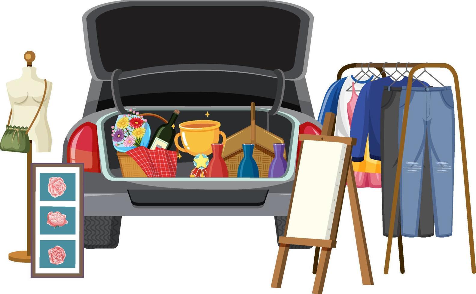 Object for sale at the car boot vector